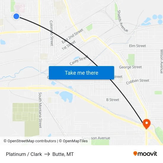 Platinum / Clark to Butte, MT map