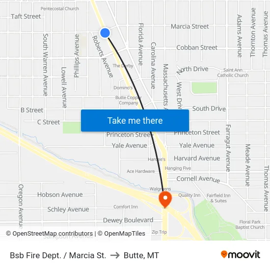 Bsb Fire Dept. / Marcia St. to Butte, MT map