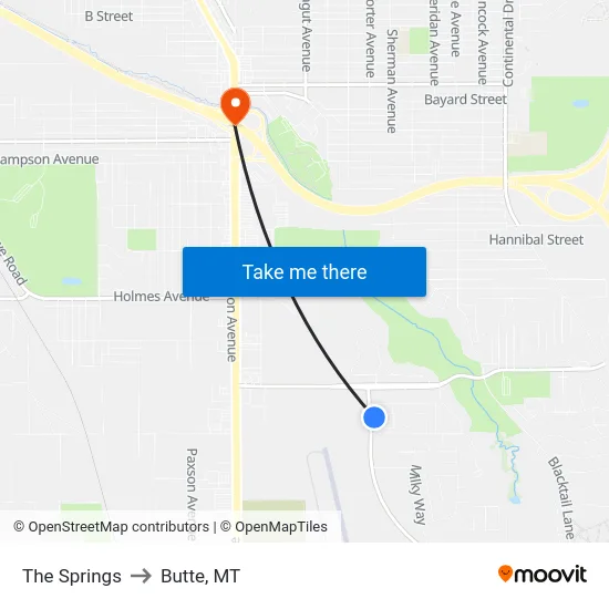 The Springs to Butte, MT map