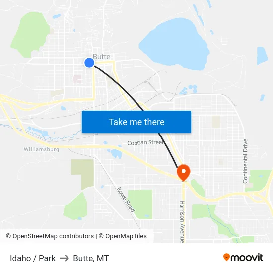 Idaho / Park to Butte, MT map