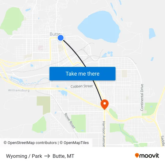 Wyoming / Park to Butte, MT map