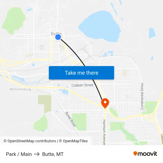 Park / Main to Butte, MT map