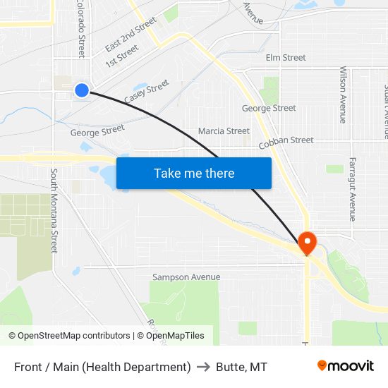 Front / Main (Health Department) to Butte, MT map