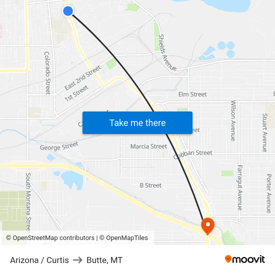 Arizona / Curtis to Butte, MT map