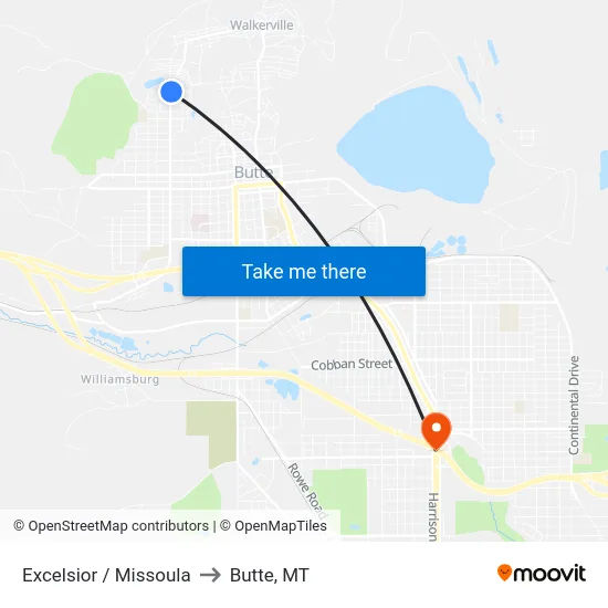 Excelsior / Missoula to Butte, MT map