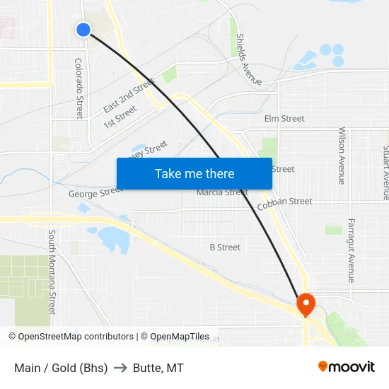 Main / Gold (Bhs) to Butte, MT map