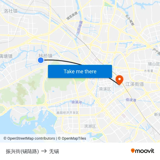 振兴街(锡陆路) to 无锡 map