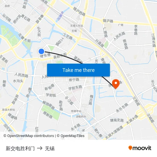 新交电胜利门 to 无锡 map