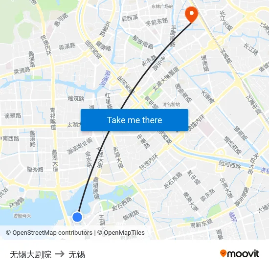 无锡大剧院 to 无锡 map