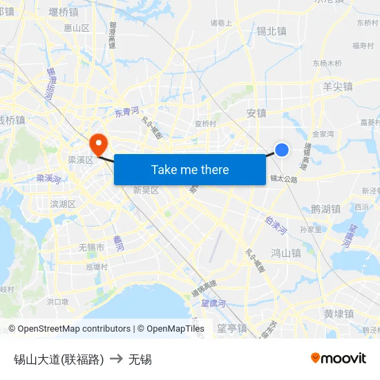锡山大道(联福路) to 无锡 map