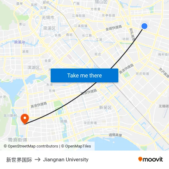 New World International to Jiangnan University map