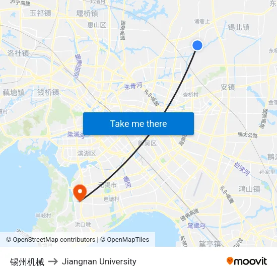 Xizhou Machinery to Jiangnan University map