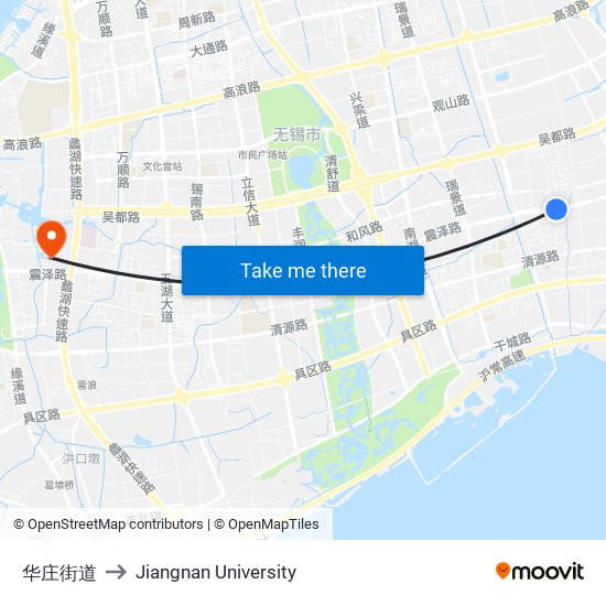 华庄街道 to Jiangnan University map