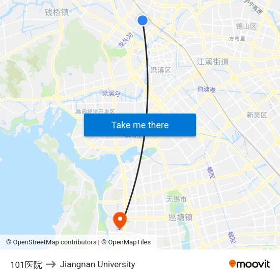 101医院 to Jiangnan University map