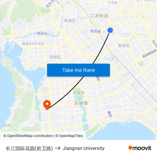 长江国际花园(前卫路) to Jiangnan University map