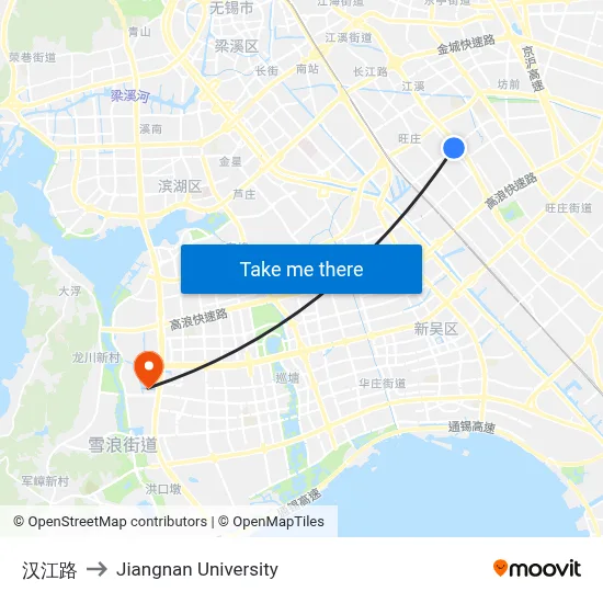 Hanjiang Road to Jiangnan University map