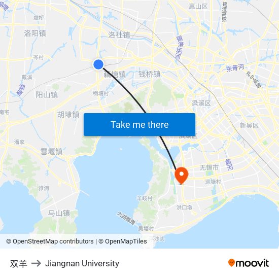 双羊 to Jiangnan University map