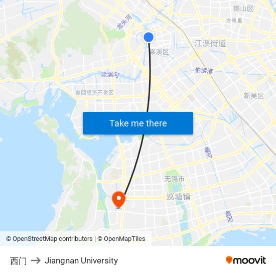 西门 to Jiangnan University map