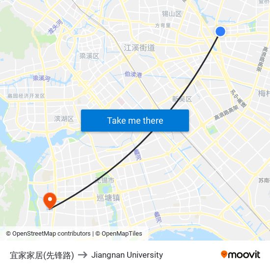 宜家家居(先锋路) to Jiangnan University map