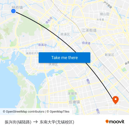 振兴街(锡陆路) to 东南大学(无锡校区) map