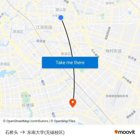 石桥头 to 东南大学(无锡校区) map