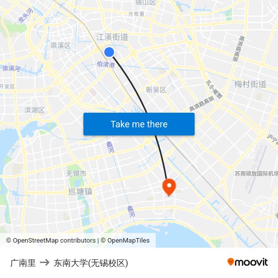 广南里 to 东南大学(无锡校区) map