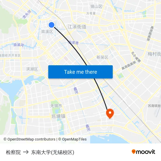 检察院 to 东南大学(无锡校区) map