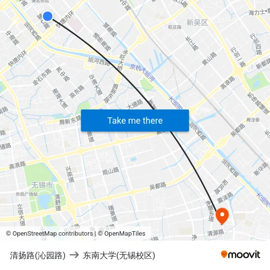 清扬路(沁园路) to 东南大学(无锡校区) map