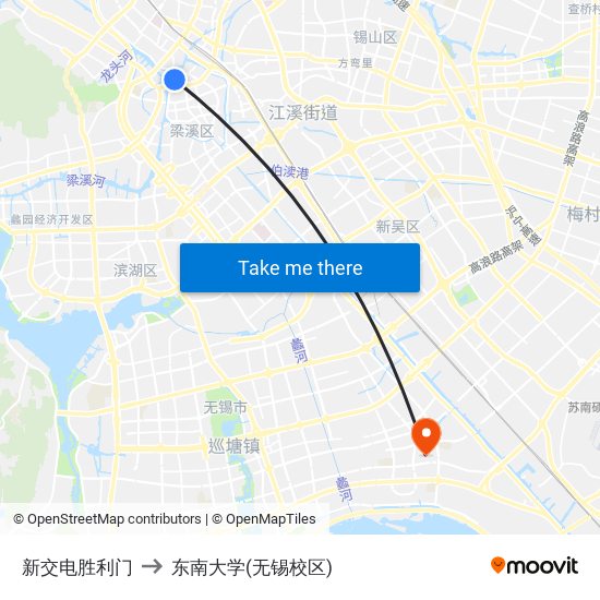 新交电胜利门 to 东南大学(无锡校区) map