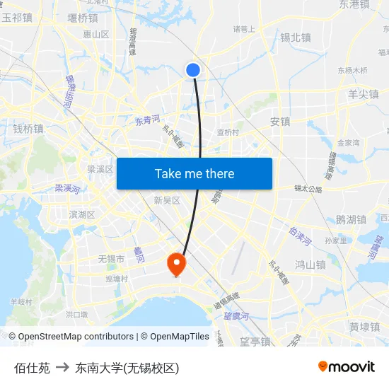 佰仕苑 to 东南大学(无锡校区) map