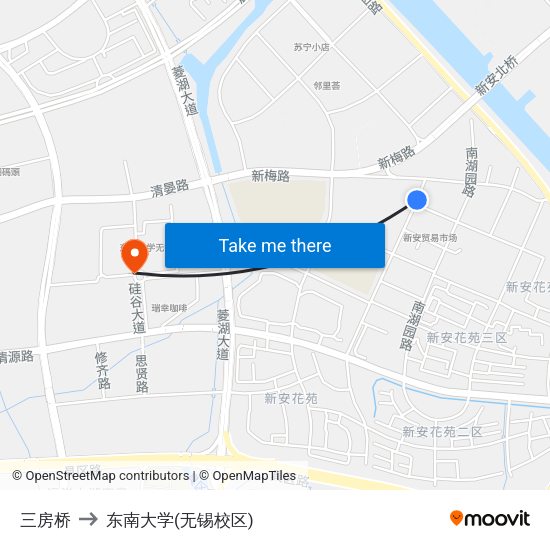 三房桥 to 东南大学(无锡校区) map