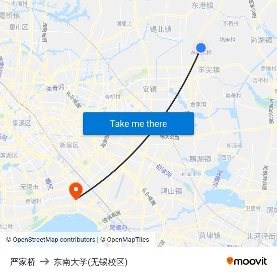 严家桥 to 东南大学(无锡校区) map