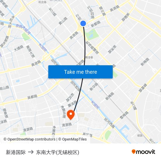 新港国际 to 东南大学(无锡校区) map