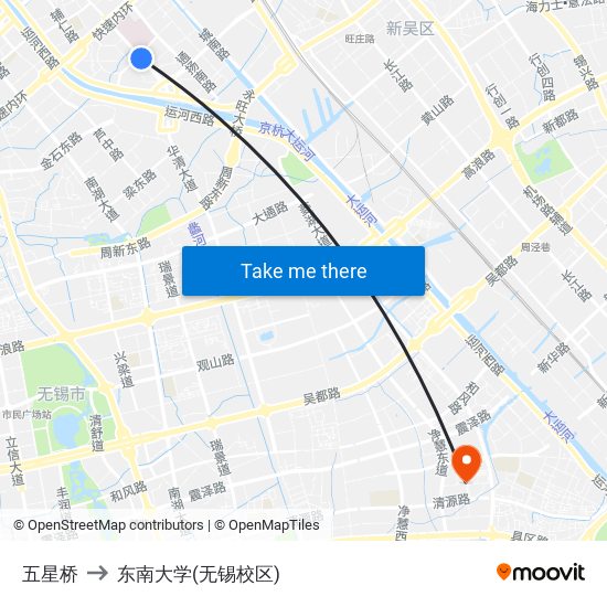 五星桥 to 东南大学(无锡校区) map