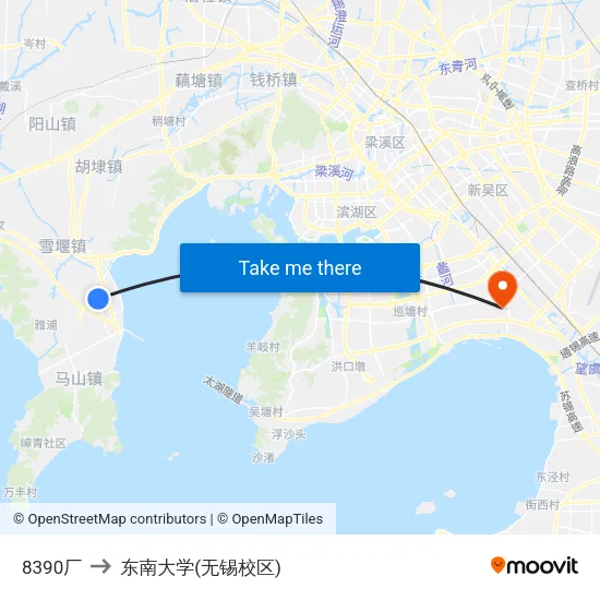8390厂 to 东南大学(无锡校区) map