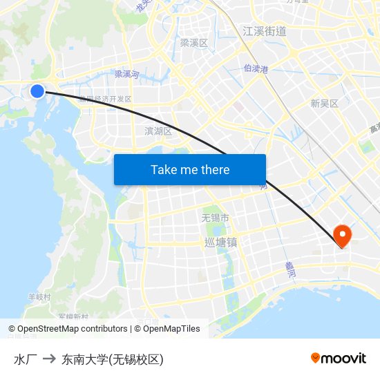 水厂 to 东南大学(无锡校区) map