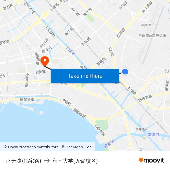 南开路(锡宅路) to 东南大学(无锡校区) map