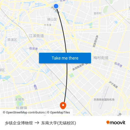 乡镇企业博物馆 to 东南大学(无锡校区) map
