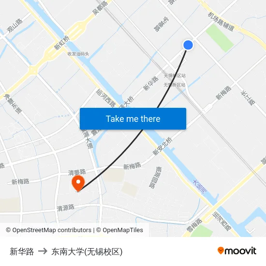 新华路 to 东南大学(无锡校区) map