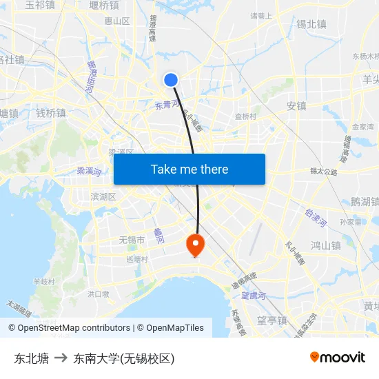 东北塘 to 东南大学(无锡校区) map