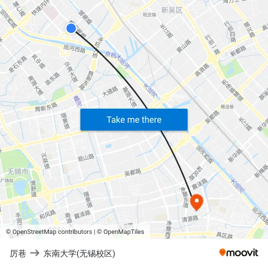 厉巷 to 东南大学(无锡校区) map