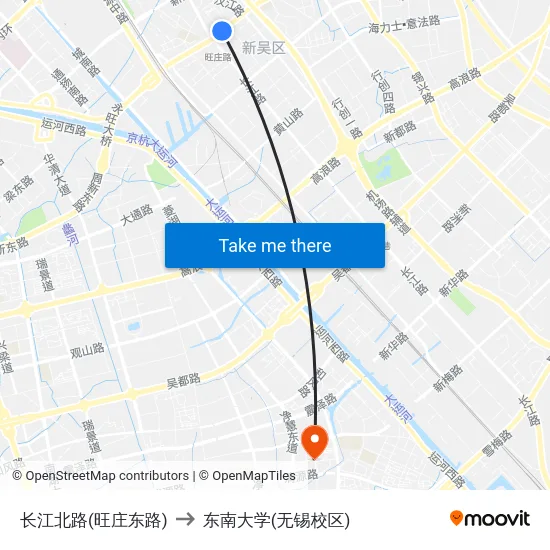 长江北路(旺庄东路) to 东南大学(无锡校区) map