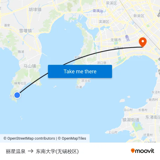 丽星温泉 to 东南大学(无锡校区) map