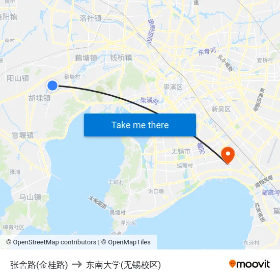 张舍路(金桂路) to 东南大学(无锡校区) map