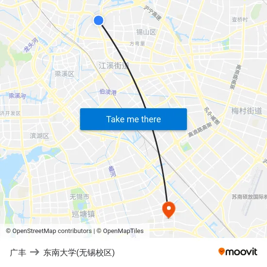 广丰 to 东南大学(无锡校区) map