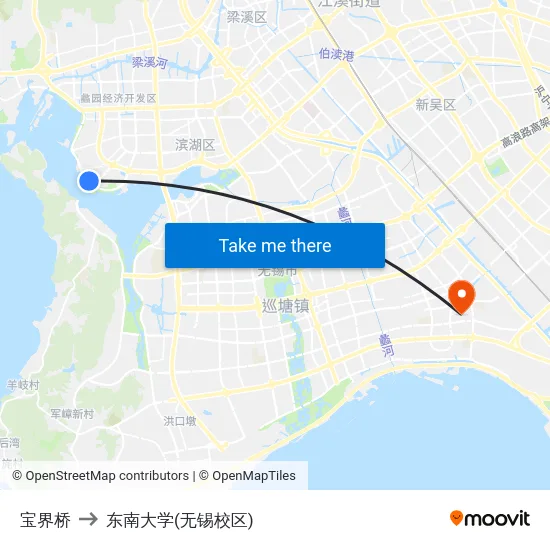 宝界桥 to 东南大学(无锡校区) map
