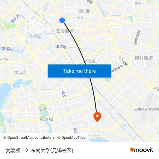 尤渡桥 to 东南大学(无锡校区) map
