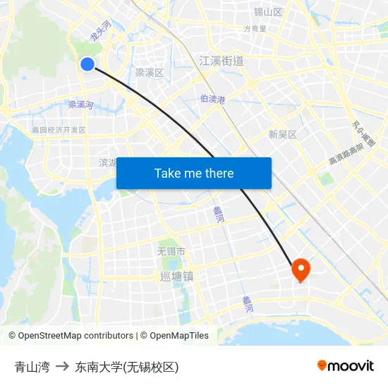 青山湾 to 东南大学(无锡校区) map