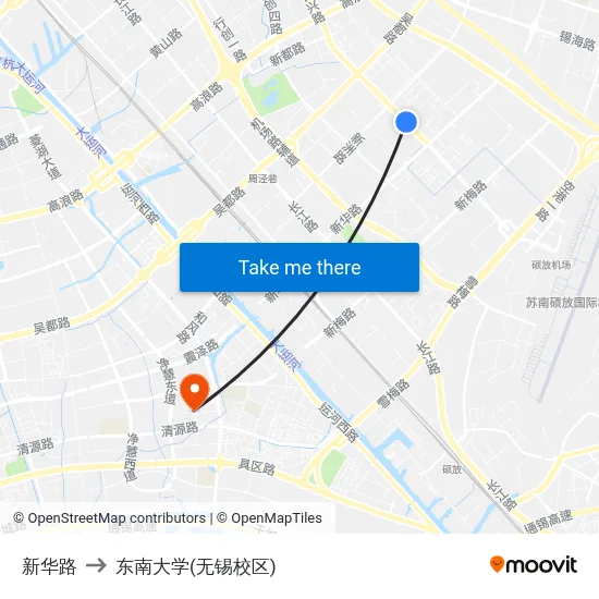 新华路 to 东南大学(无锡校区) map