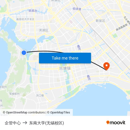 企管中心 to 东南大学(无锡校区) map